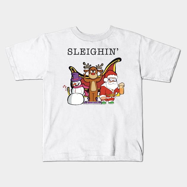 Sleighin' Kids T-Shirt by Art by Nabes